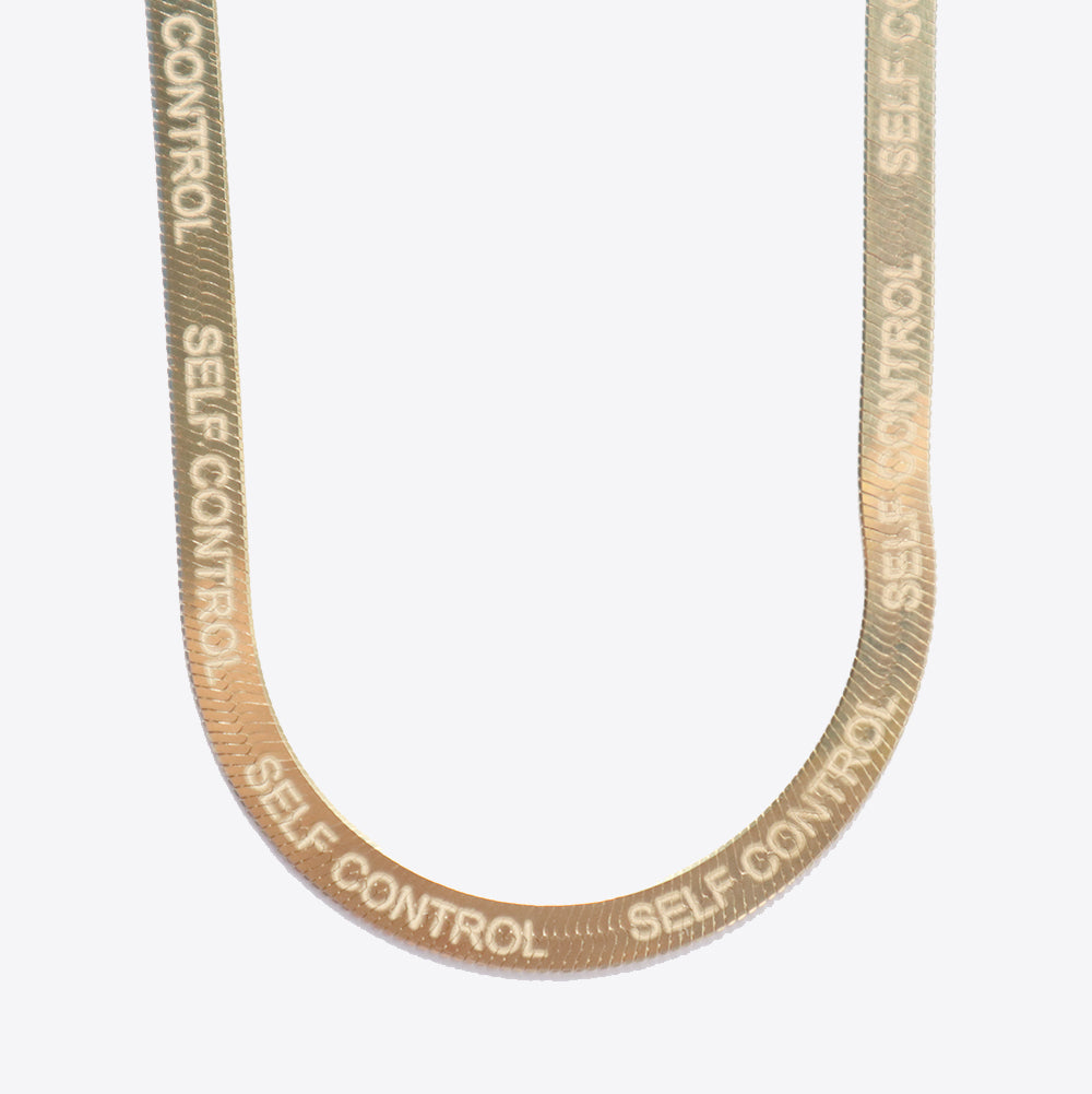 Self Control Herringbone Chain Necklace | 14Kt Gold Plated Silver