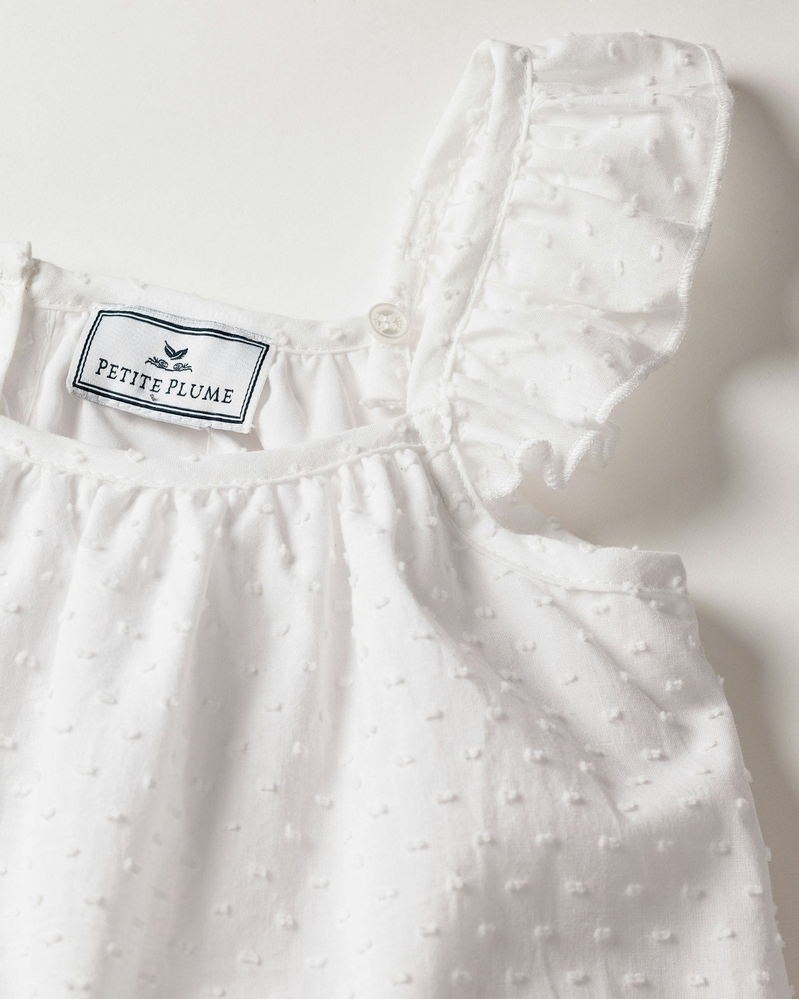 Girls White Swiss Dots Celeste Day Dress in Swiss Dots#Color_Swiss Dots