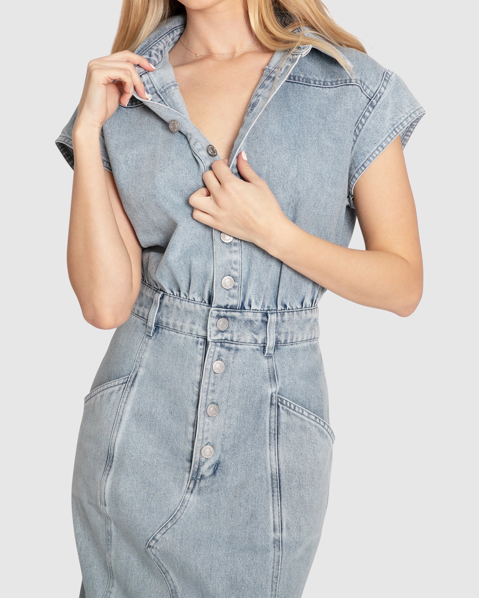 Women | Sundown Denim Midi Shirt Dress | Stonewash