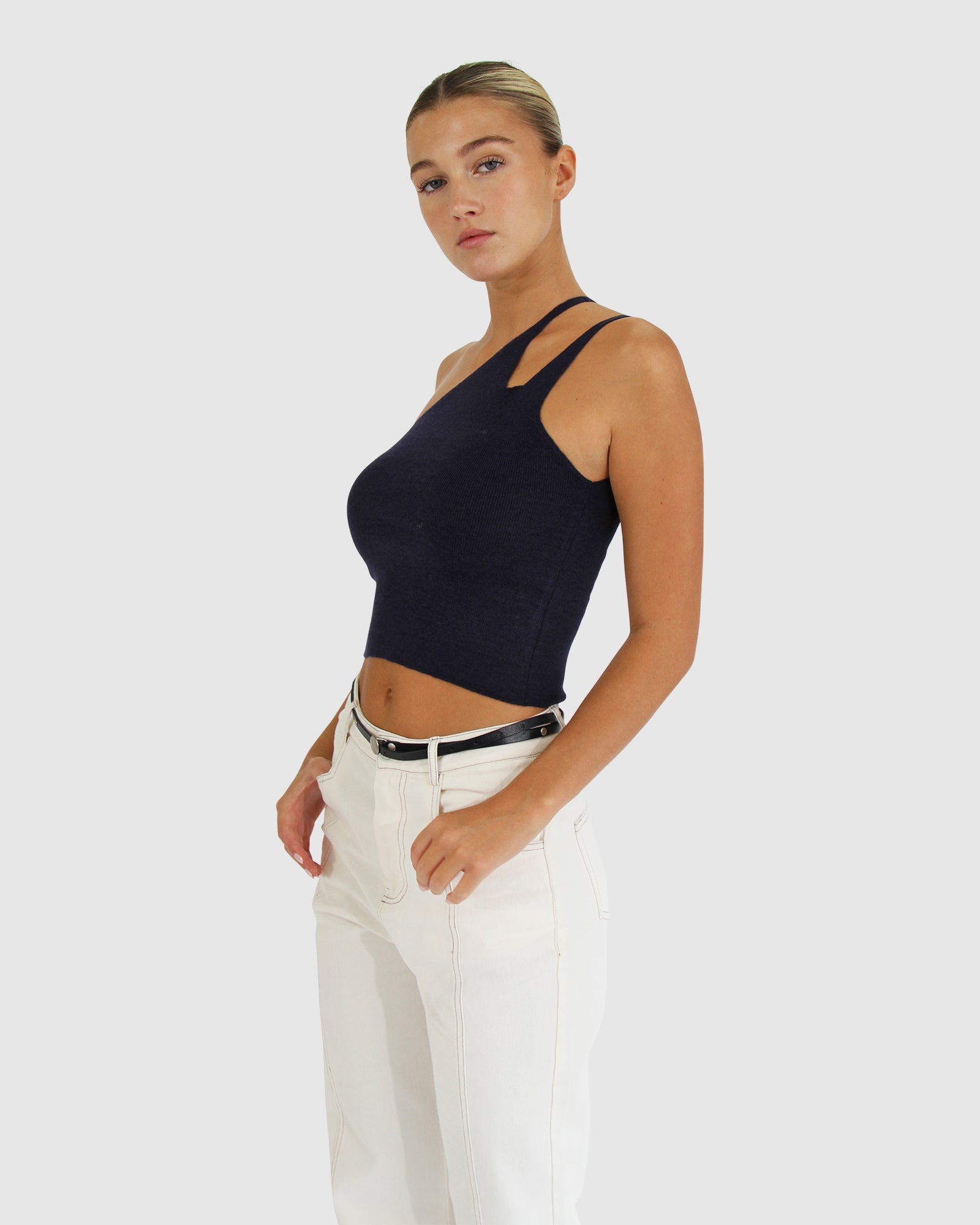 Women | Symphony Double Strap Knit Crop | Navy