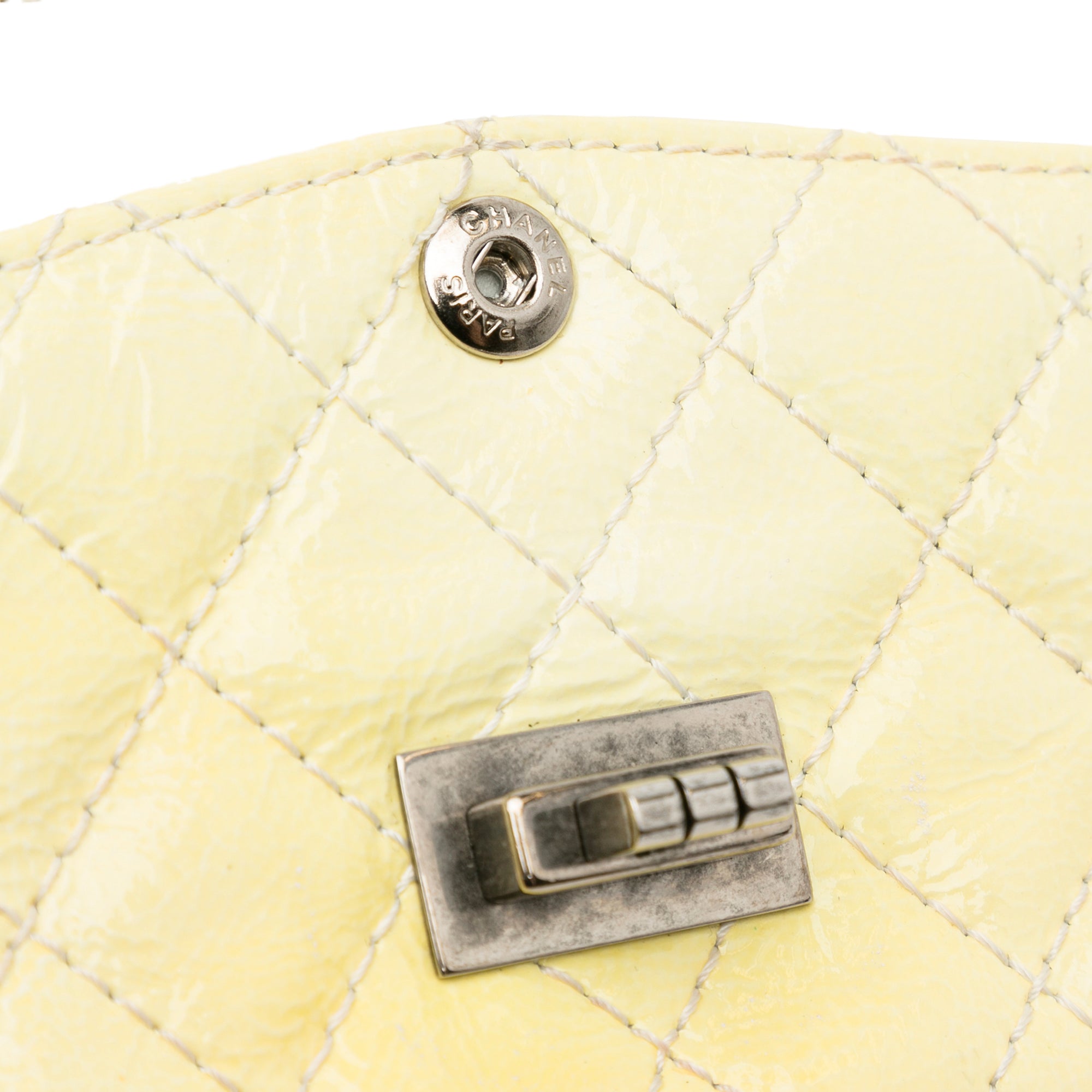 Chanel | Pre-Owned Mini Reissue 2.55 Patent Double Flap | Yellow/Light Yellow