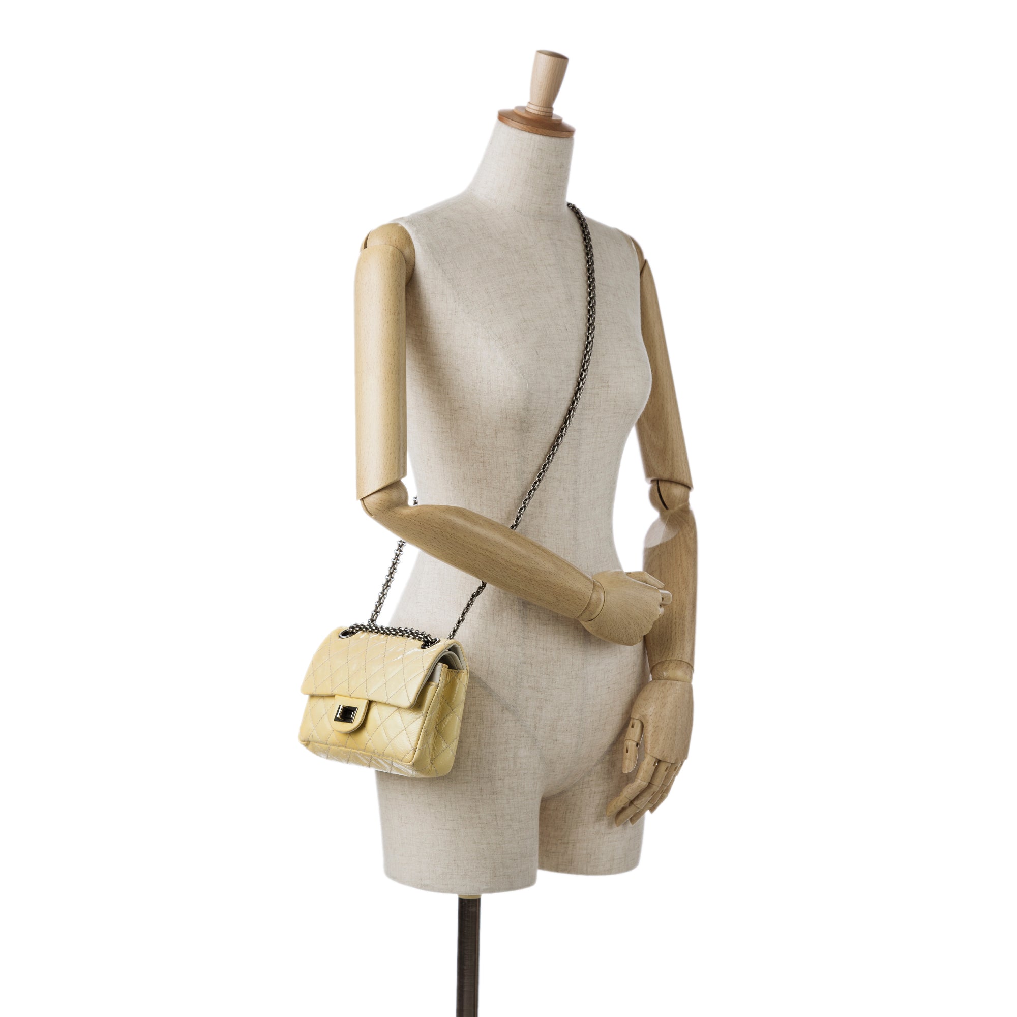 Chanel | Pre-Owned Mini Reissue 2.55 Patent Double Flap | Yellow/Light Yellow