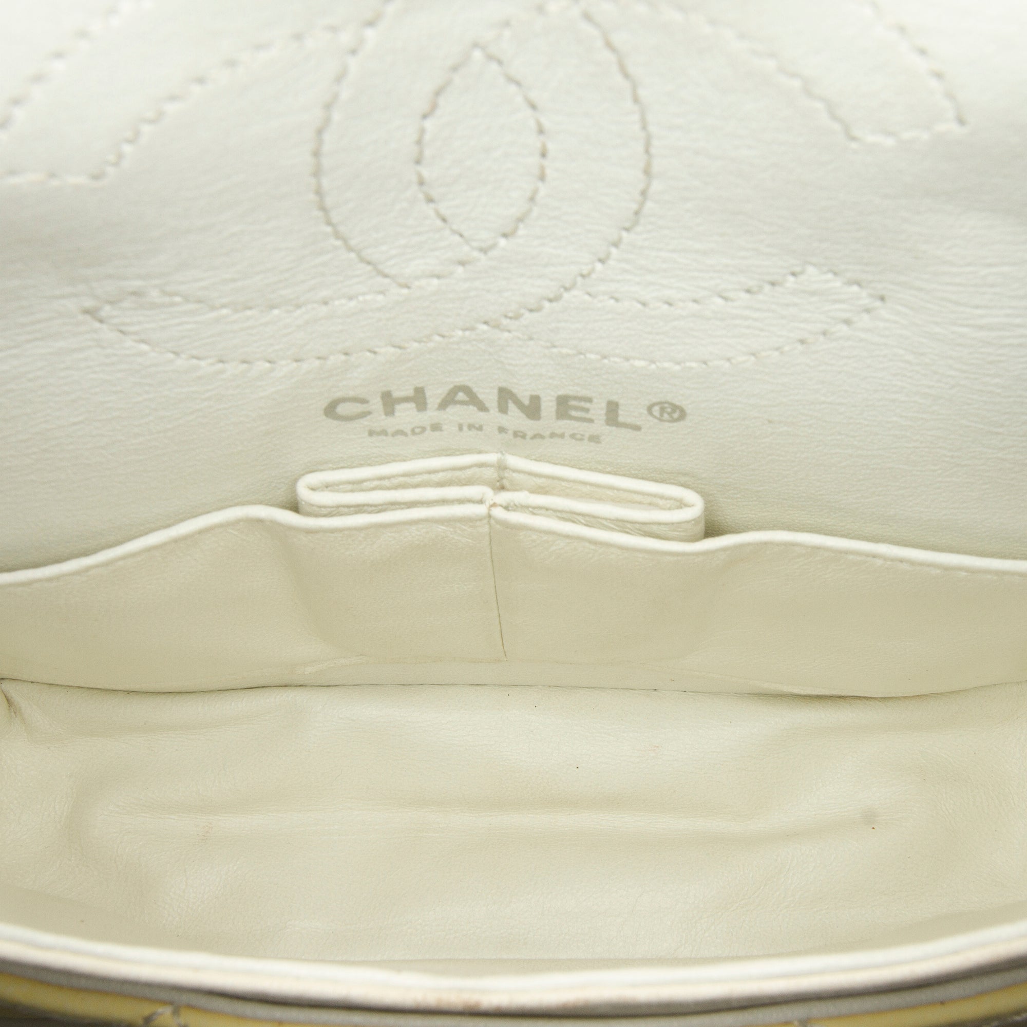 Chanel | Pre-Owned Mini Reissue 2.55 Patent Double Flap | Yellow/Light Yellow