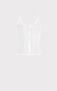 Sheer Intarsia Bustier Top | Alabaster