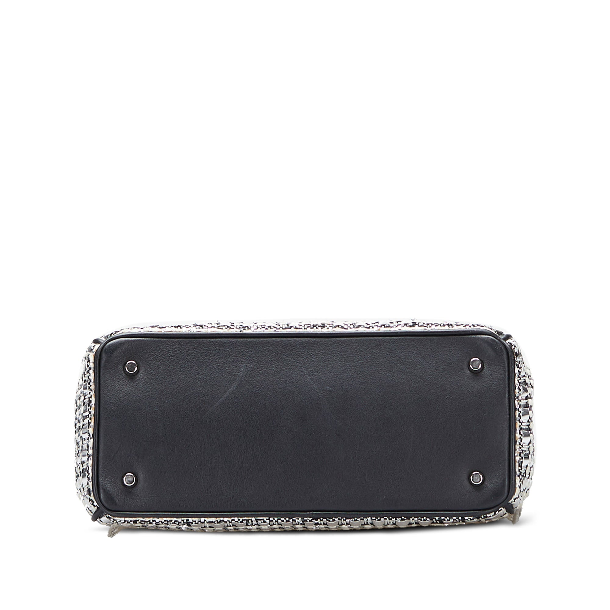 Dior | Pre-Owned Small Tweed Patch Diorissimo Tote | SilverBlackBlack
