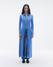 Womens | Showtime Shirt Dress In Silk/Linen | French Blue