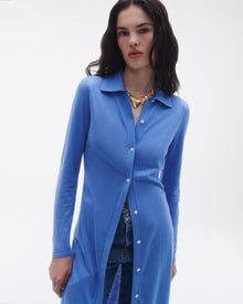 Womens | Showtime Shirt Dress In Silk/Linen | French Blue