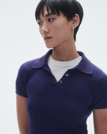 Womens | Shrunken Polo | Cobalt/Chestnut