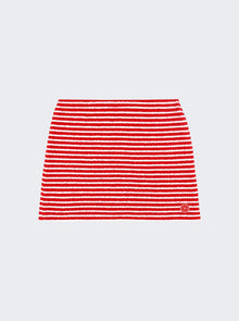 Women | Sporty & Rich | Serif Logo Striped Terry Aline Skirt Fire Stripes | Red