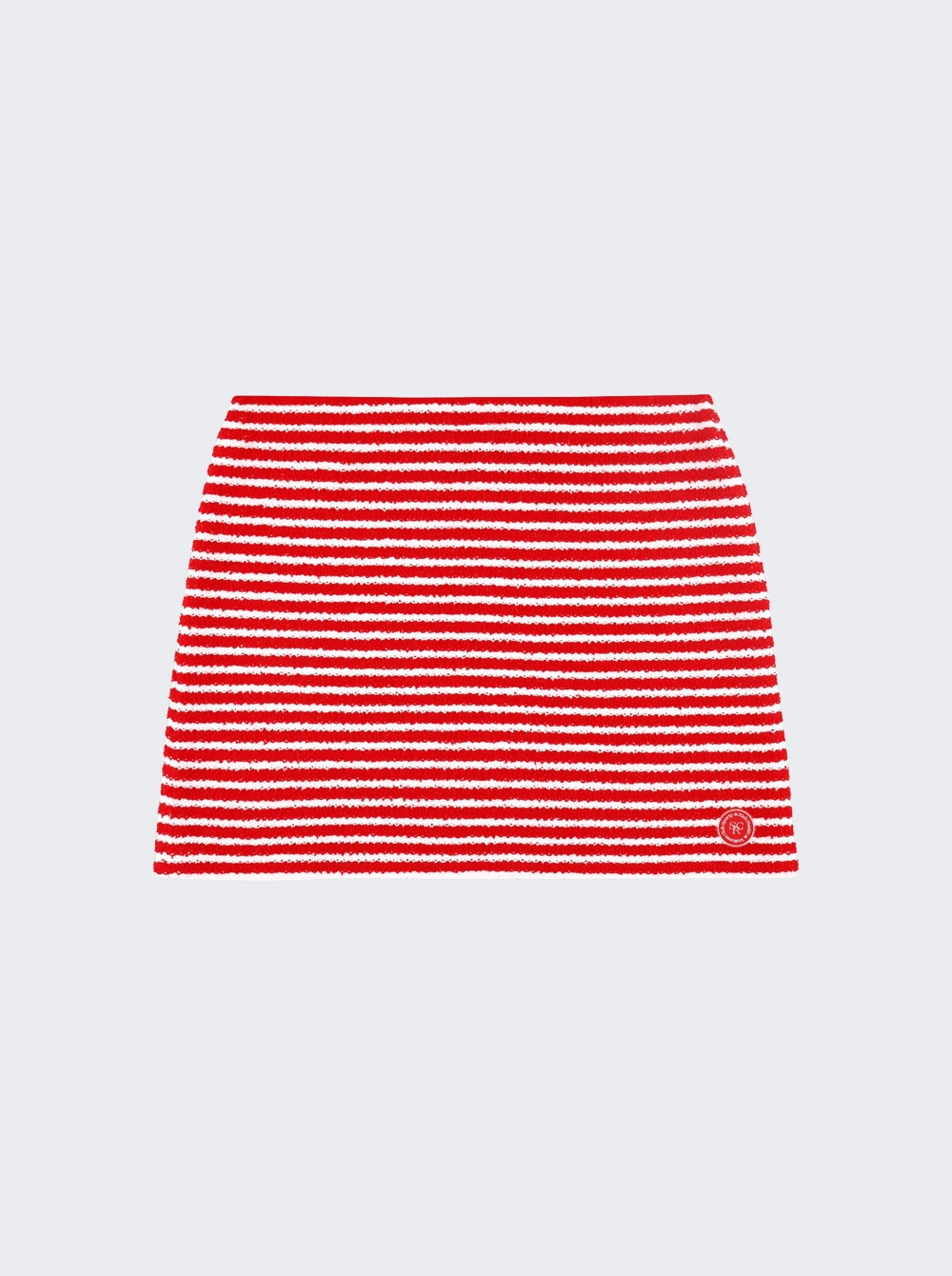 Women | Sporty & Rich | Serif Logo Striped Terry Aline Skirt Fire Stripes | Red
