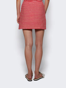 Women | Sporty & Rich | Serif Logo Striped Terry Aline Skirt Fire Stripes | Red