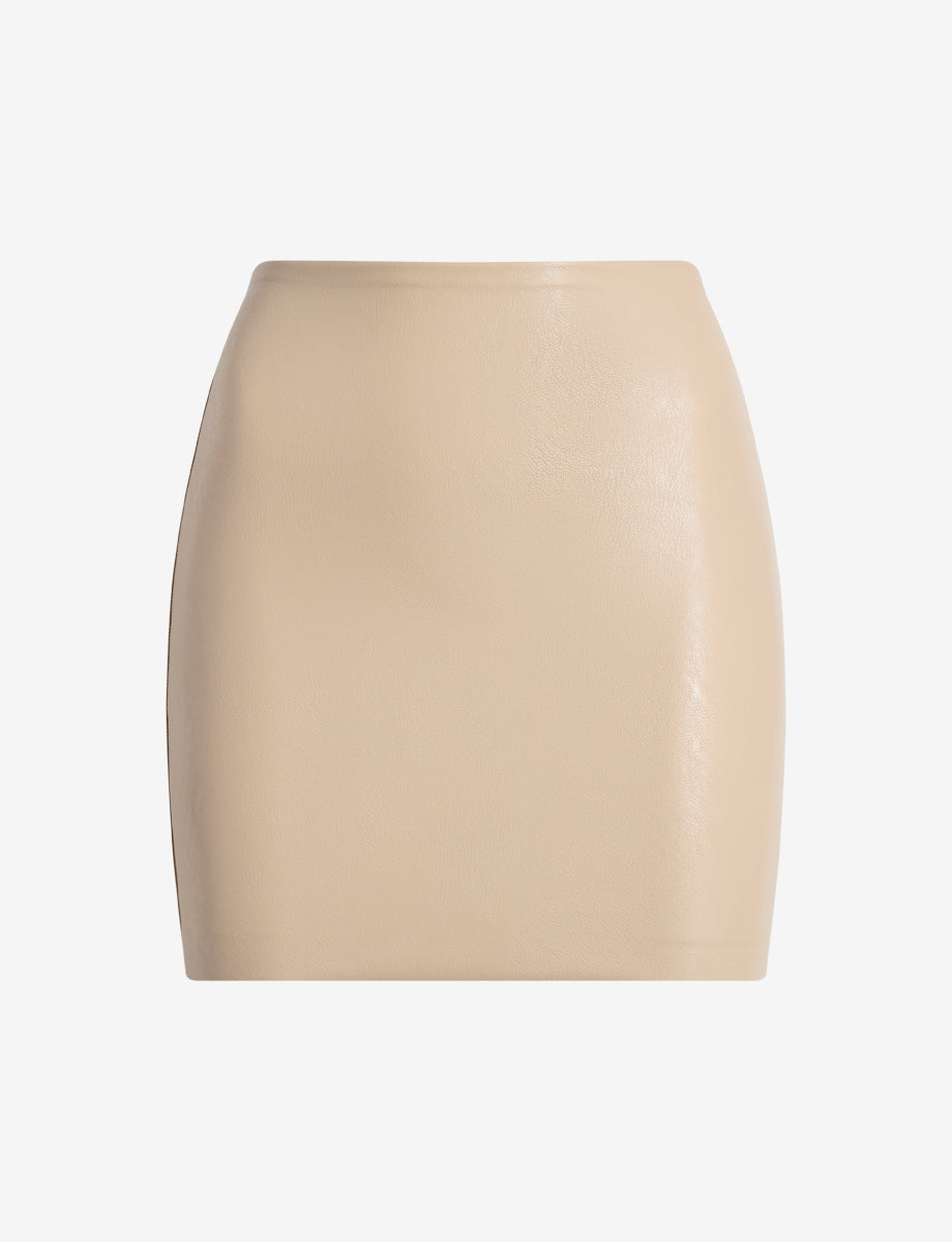 Faux Leather Micro-Mini Skirt::Sand::Main