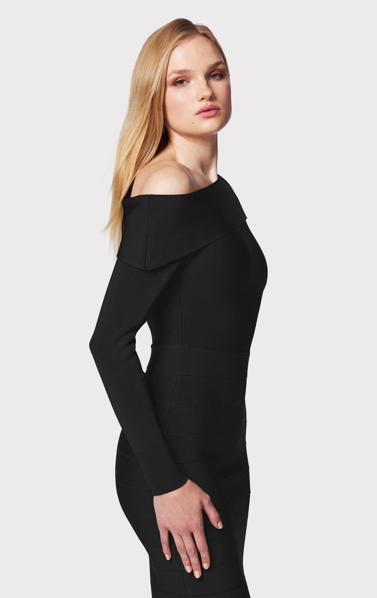 Bandage Off Shoulder Midi Dress | Black