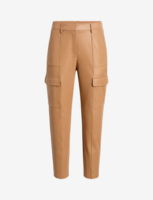 Faux Leather 7/8 Utility Trouser::Camel::Main