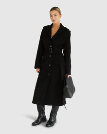 Women | Skylight Wool Blend Longline Coat | Black