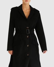 Women | Skylight Wool Blend Longline Coat | Black