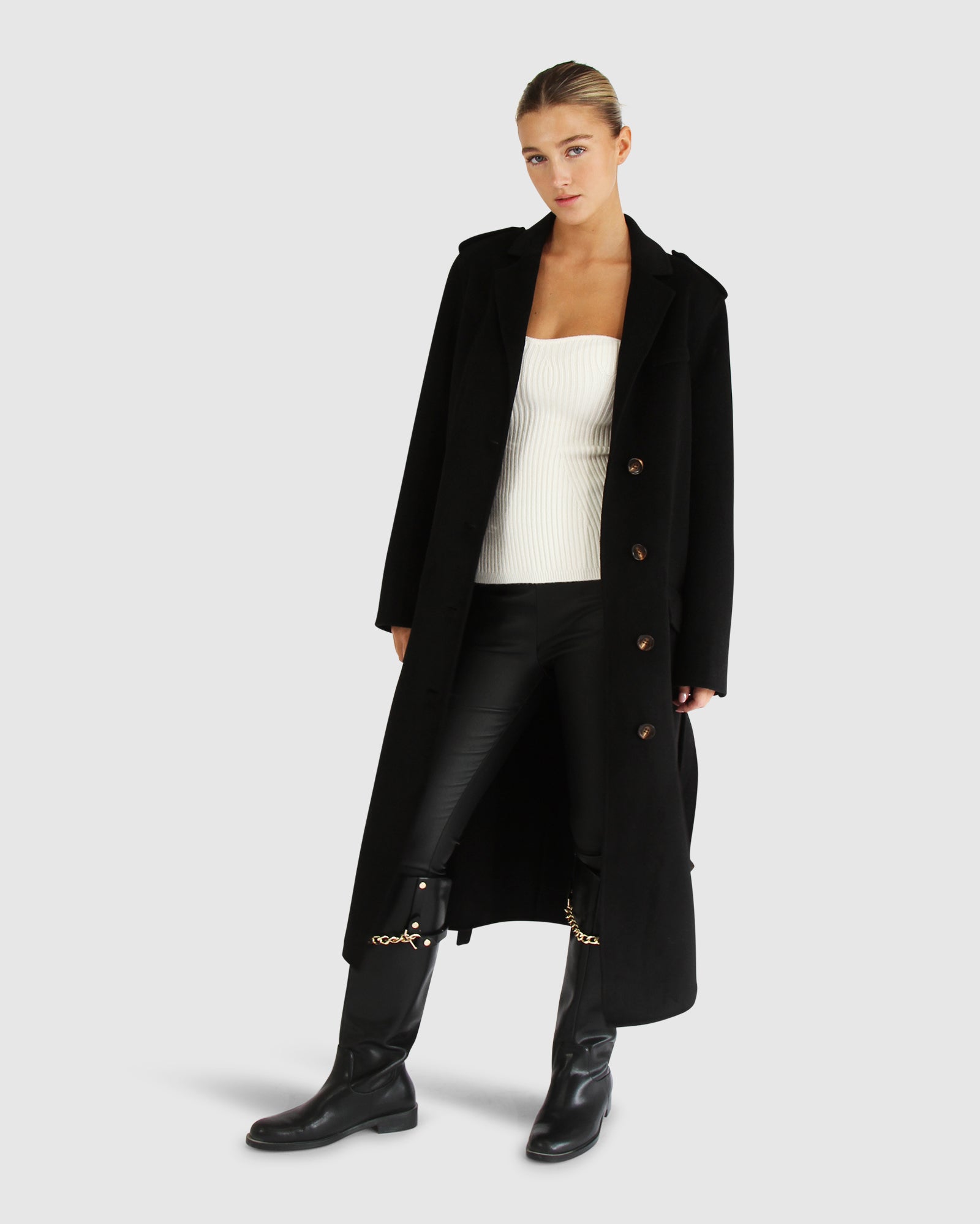 Women | Skylight Wool Blend Longline Coat | Black