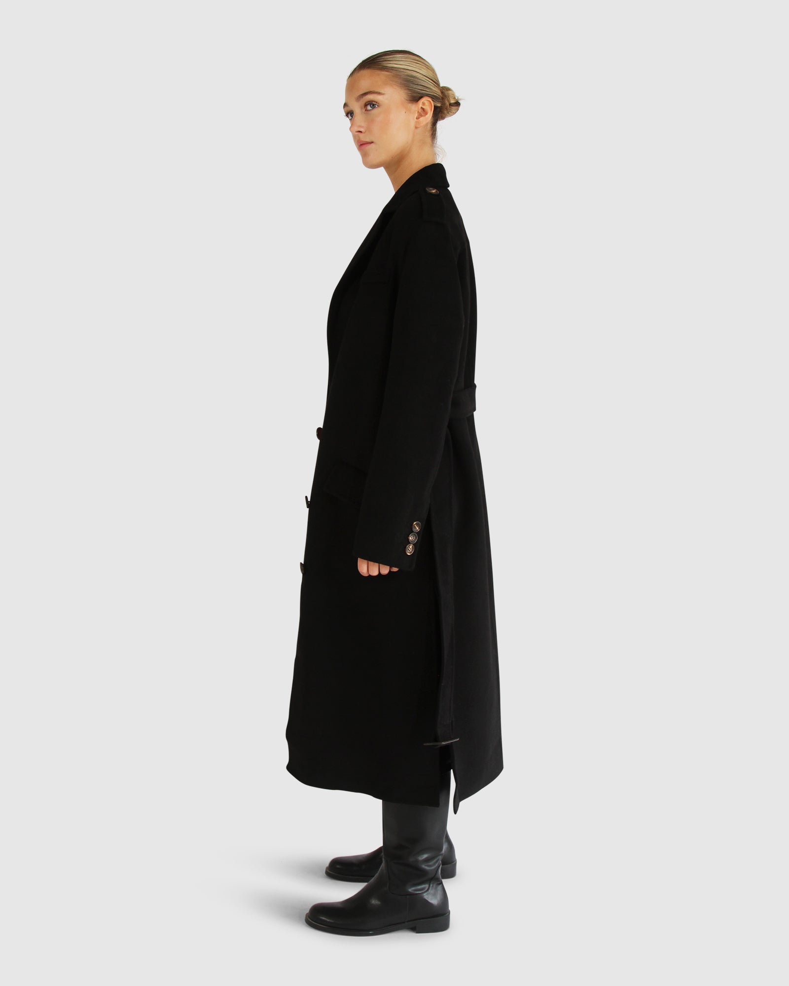 Women | Skylight Wool Blend Longline Coat | Black