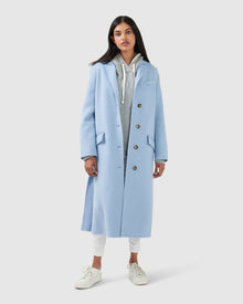 Women | Skylight Wool Blend Longline Coat | Sky Blue
