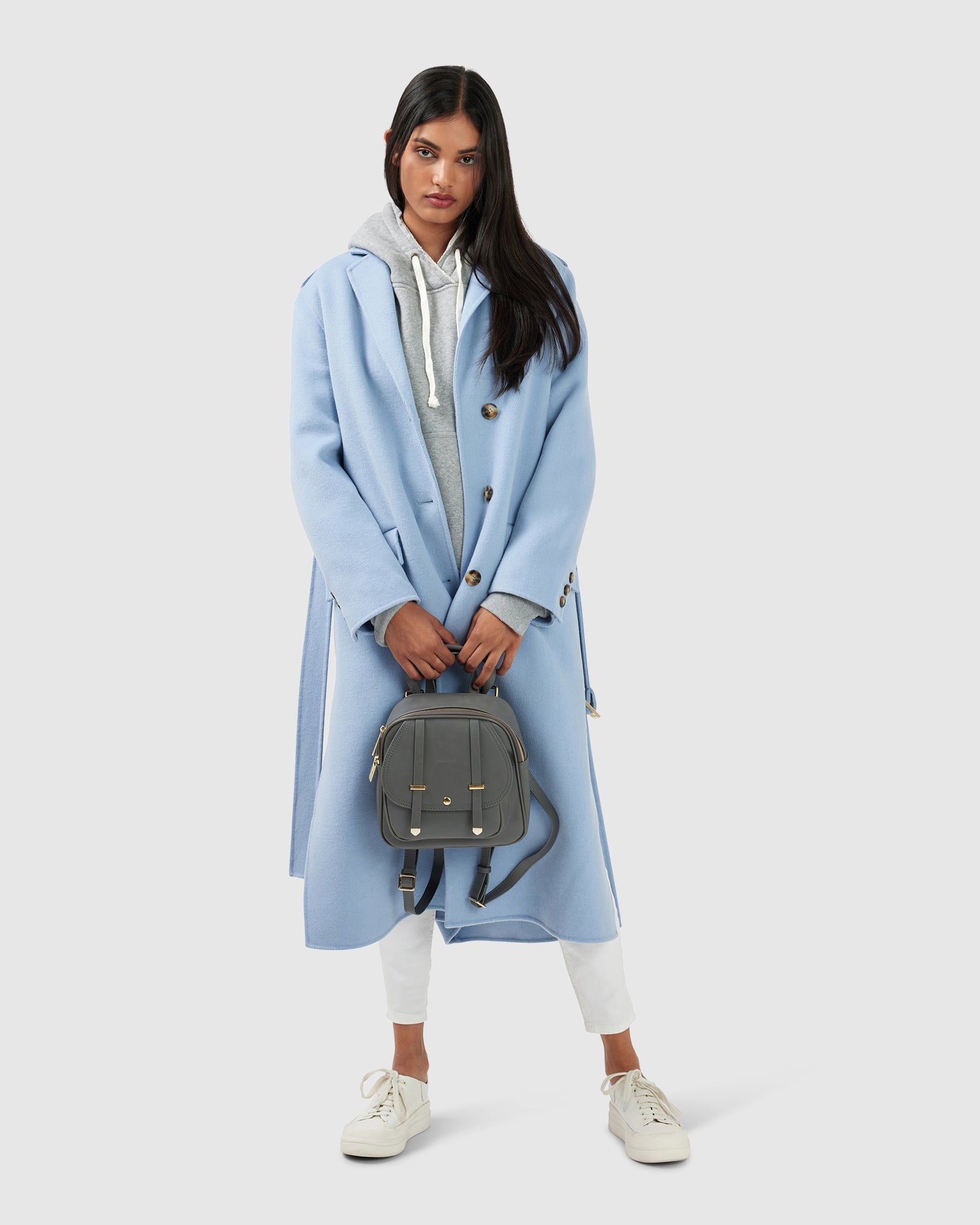 Women | Skylight Wool Blend Longline Coat | Sky Blue