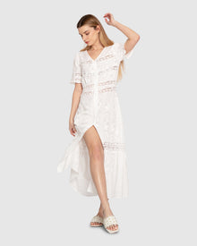 Women | Summer Breeze Lace Midi Dress | White