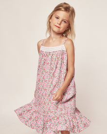 Girl's Twill Lily Nightgown in Fleurs de Rose in Fleurs de Rose#Color_Fleurs de Rose