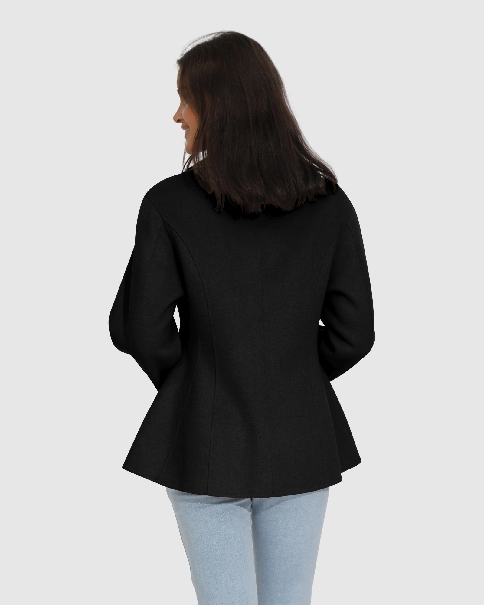 Women | Stuck On You Wool Blend Cinched Waist Blazer | Black
