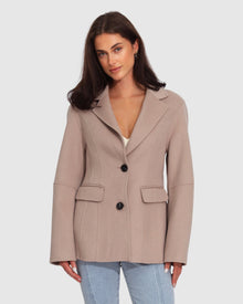 Women | Stuck On You Wool Blend Cinched Waist Blazer | Sand