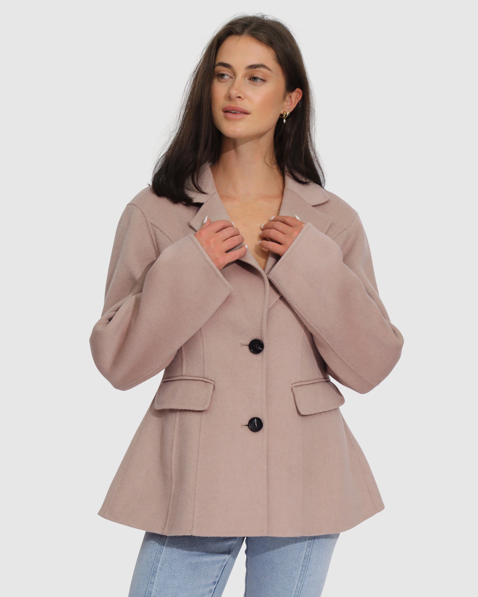 Women | Stuck On You Wool Blend Cinched Waist Blazer | Sand
