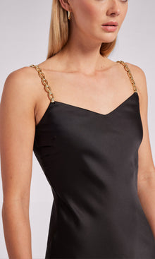 Monica Satin Maxi Dress | Black