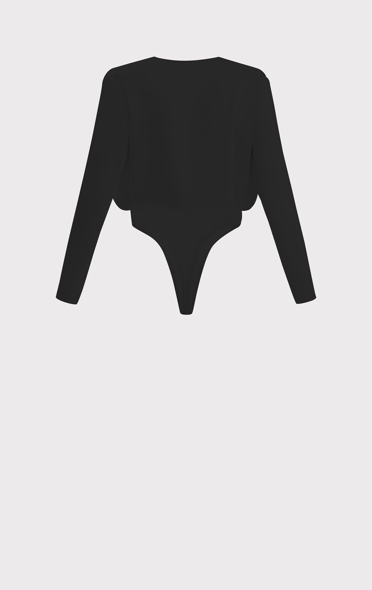 Wrap Effect Long Sleeve Satin Bodysuit | Black