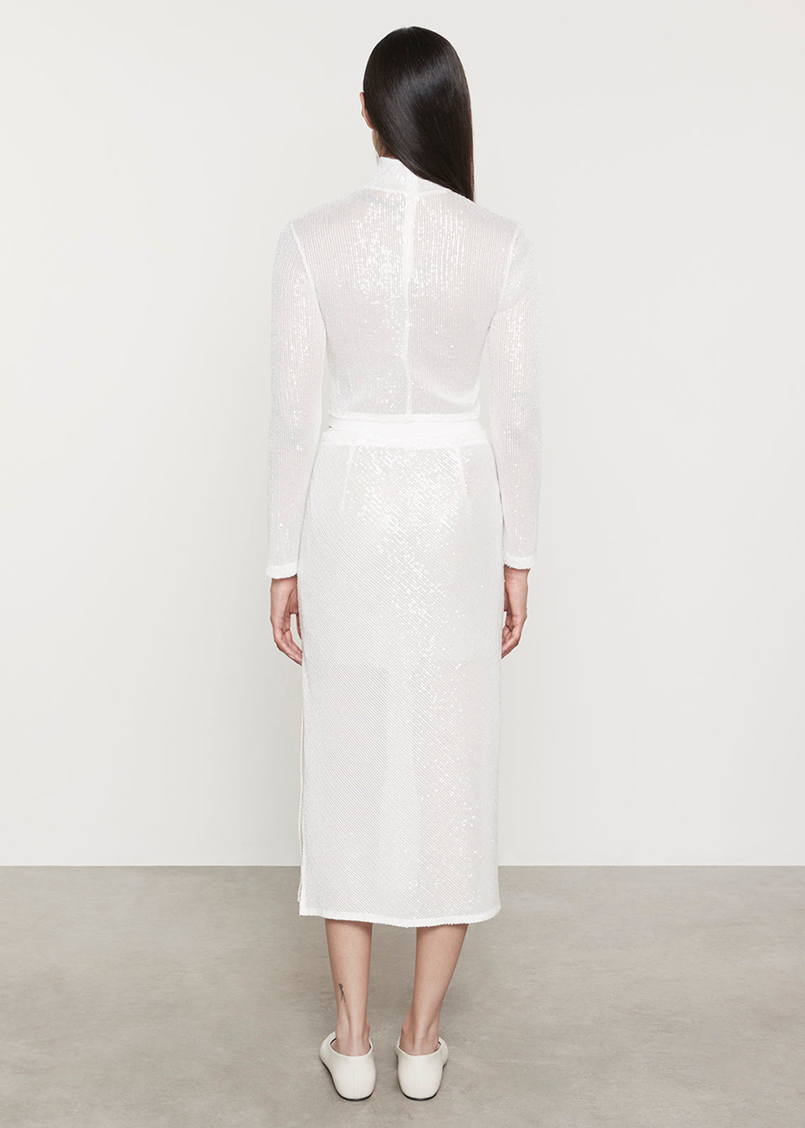 Enza Costa Sequin Skirt White Back