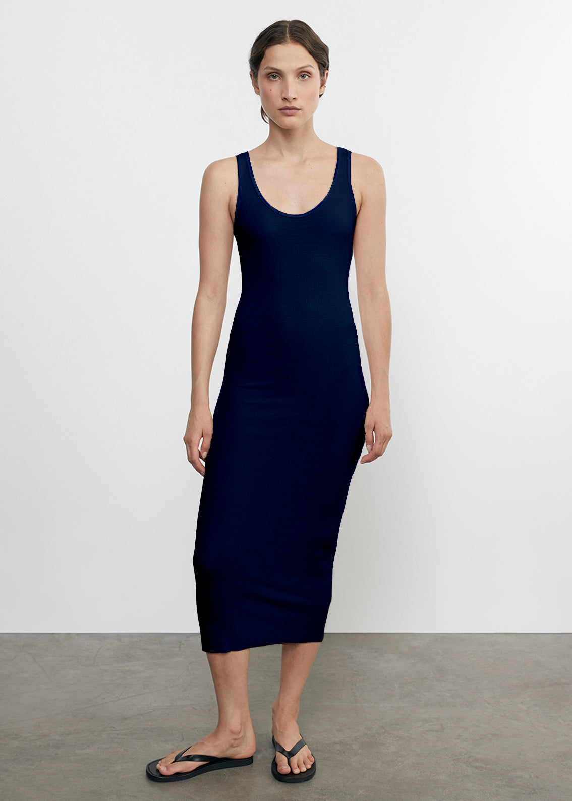Silk Knit Tank Midi Dress | Indigo
