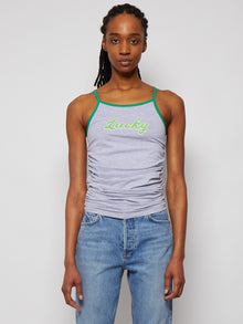 Women | Natasha Zinko | Lucky Shirred Top | Grey & Green