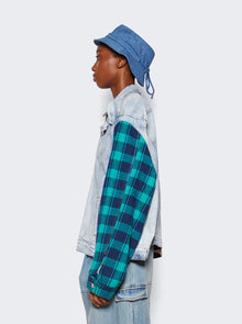 Women | Natasha Zinko | Box Denim Jacket | Light Wash Blue-Green Check