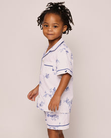 Kid's Twill Pajama Short Set in Indigo Floral in Indigo Floral#Color_Indigo Floral
