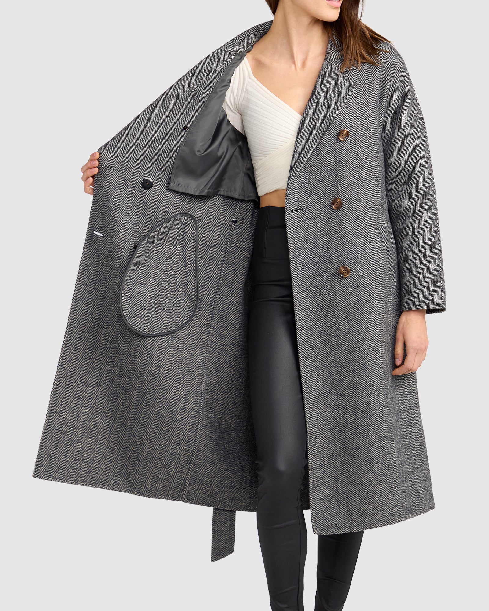 Standing Still Belted Coat | Women | Charcoal