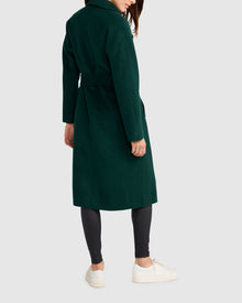 Women | Standing Still Wool Blend Belted Coat | Dark Green