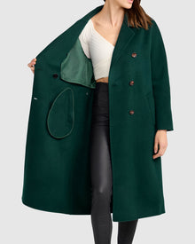 Women | Standing Still Wool Blend Belted Coat | Dark Green