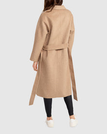 Women | Standing Still Wool Blend Belted Coat | Oat