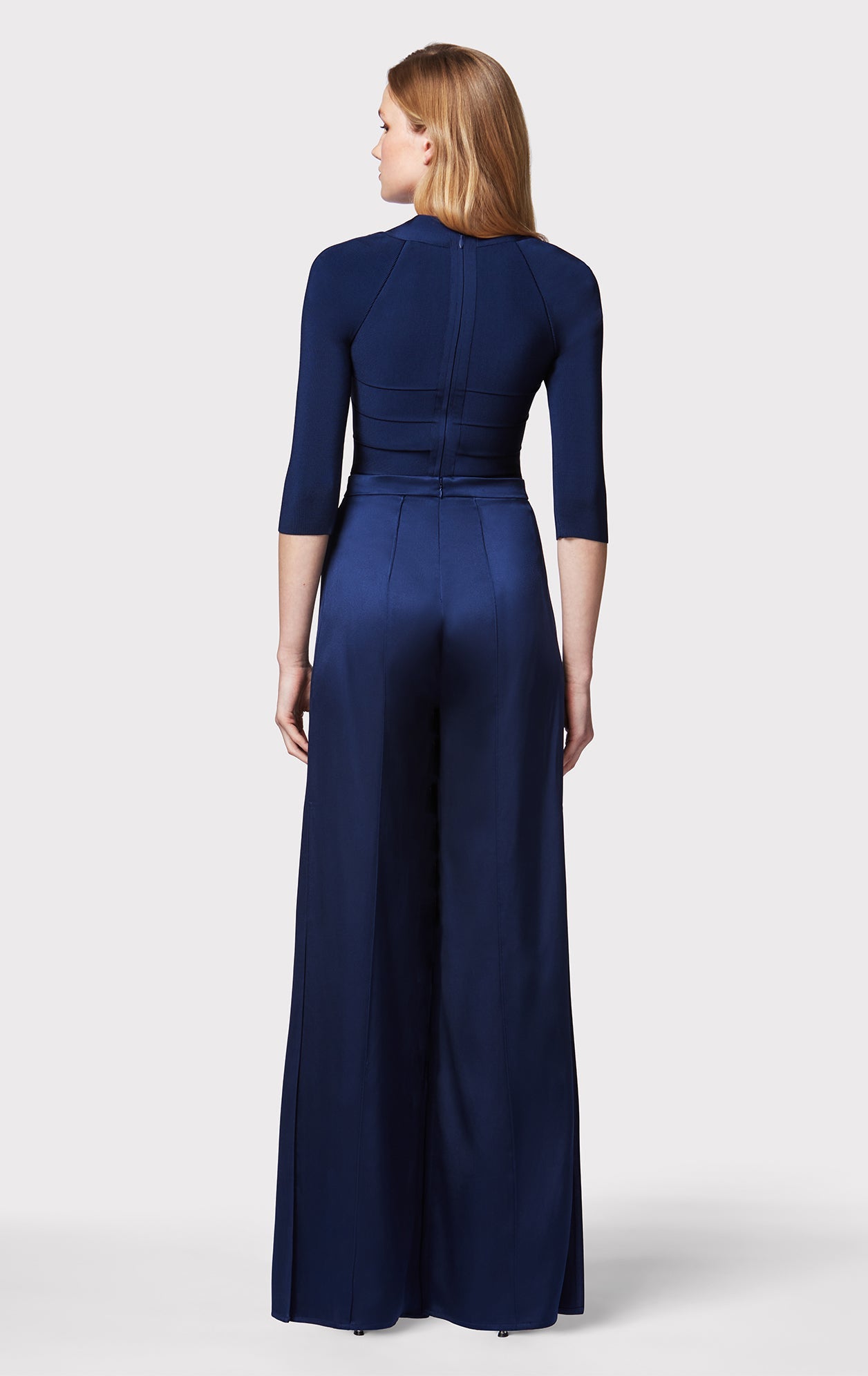 Icon High Waist Silk Wide Leg Pants | Classic Blue