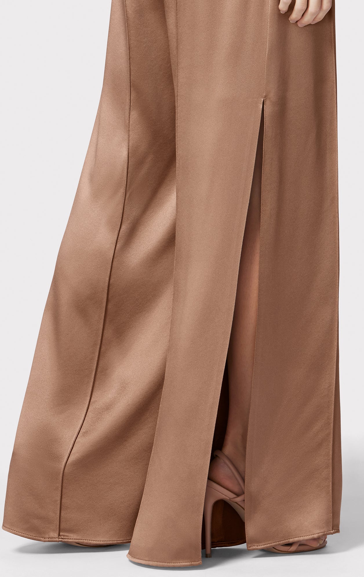 Icon High Waist Silk Wide Leg Pants | Toffee