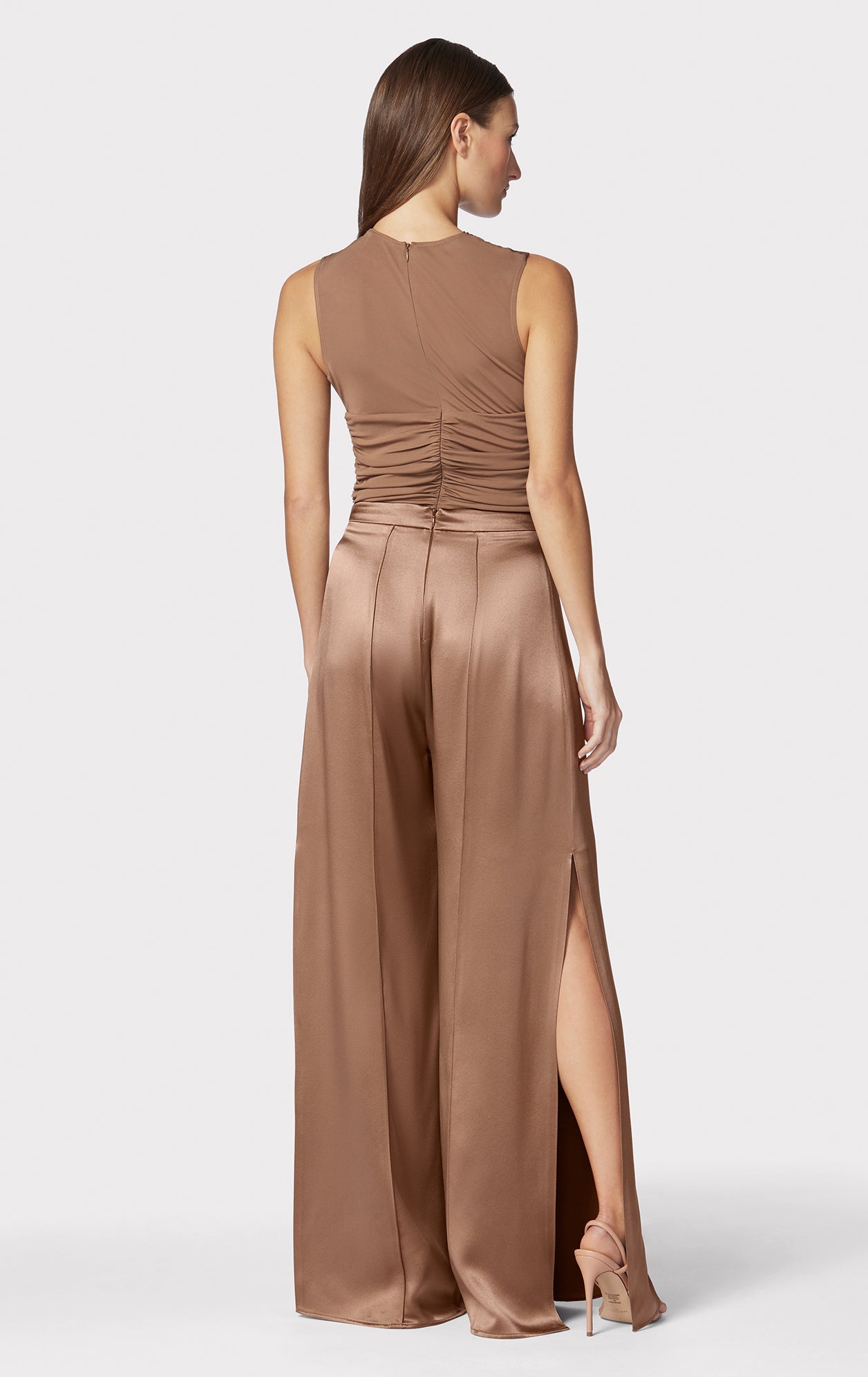 Icon High Waist Silk Wide Leg Pants | Toffee