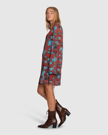 Women | Star Eyes Mini Dress | Flora Burgundy Print