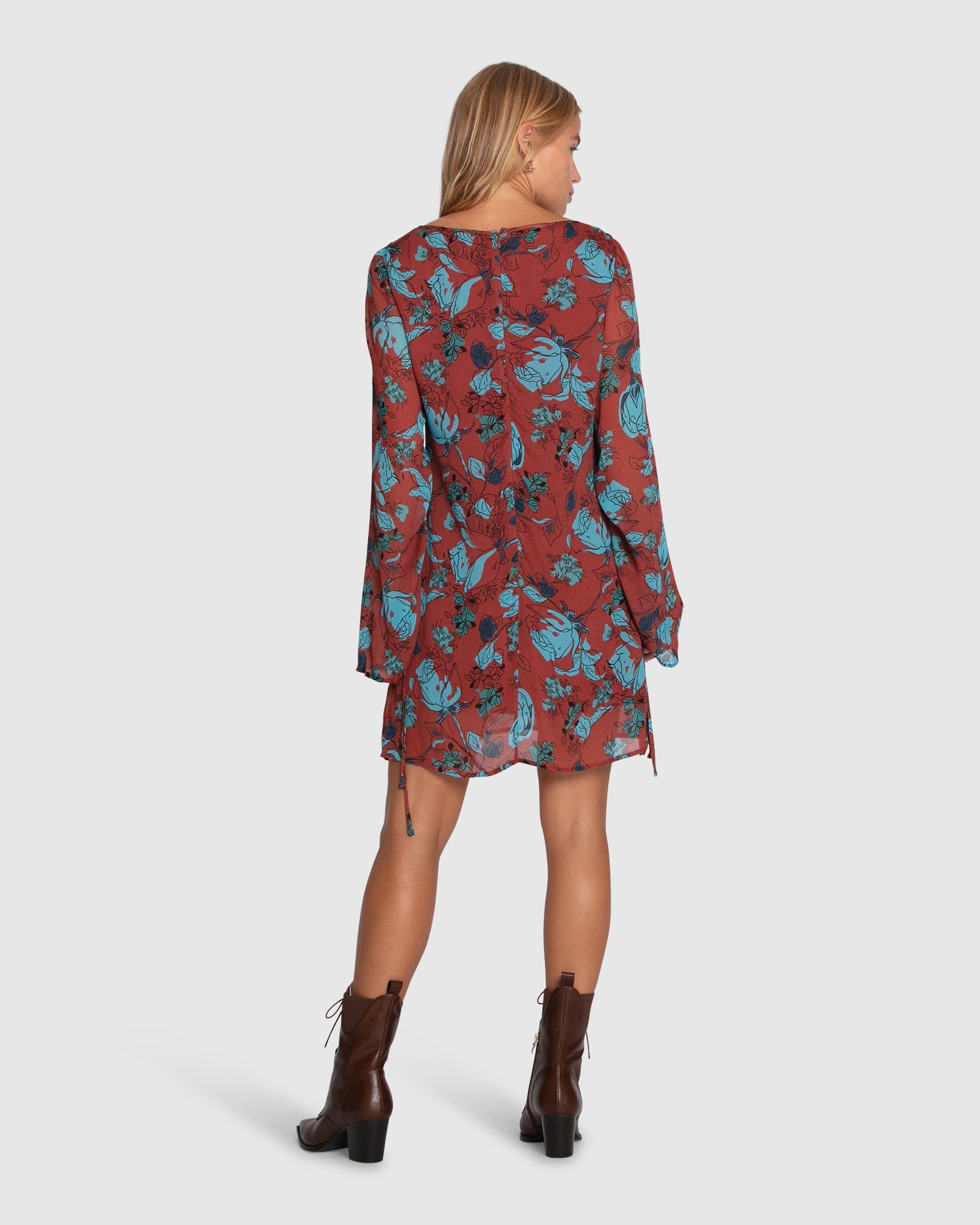 Women | Star Eyes Mini Dress | Flora Burgundy Print