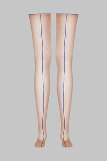 Cut And Curled Back Seamed Stockings - 20D | Blue