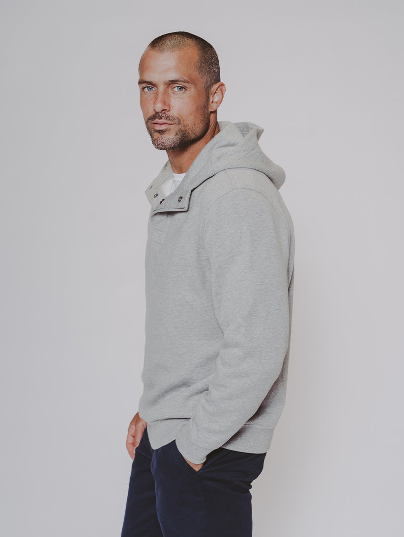 Men | Fairweather Hooded Snap Henley | Athletic Grey
