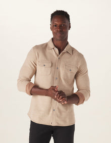 Men | Textured Knit Shirt | Tan