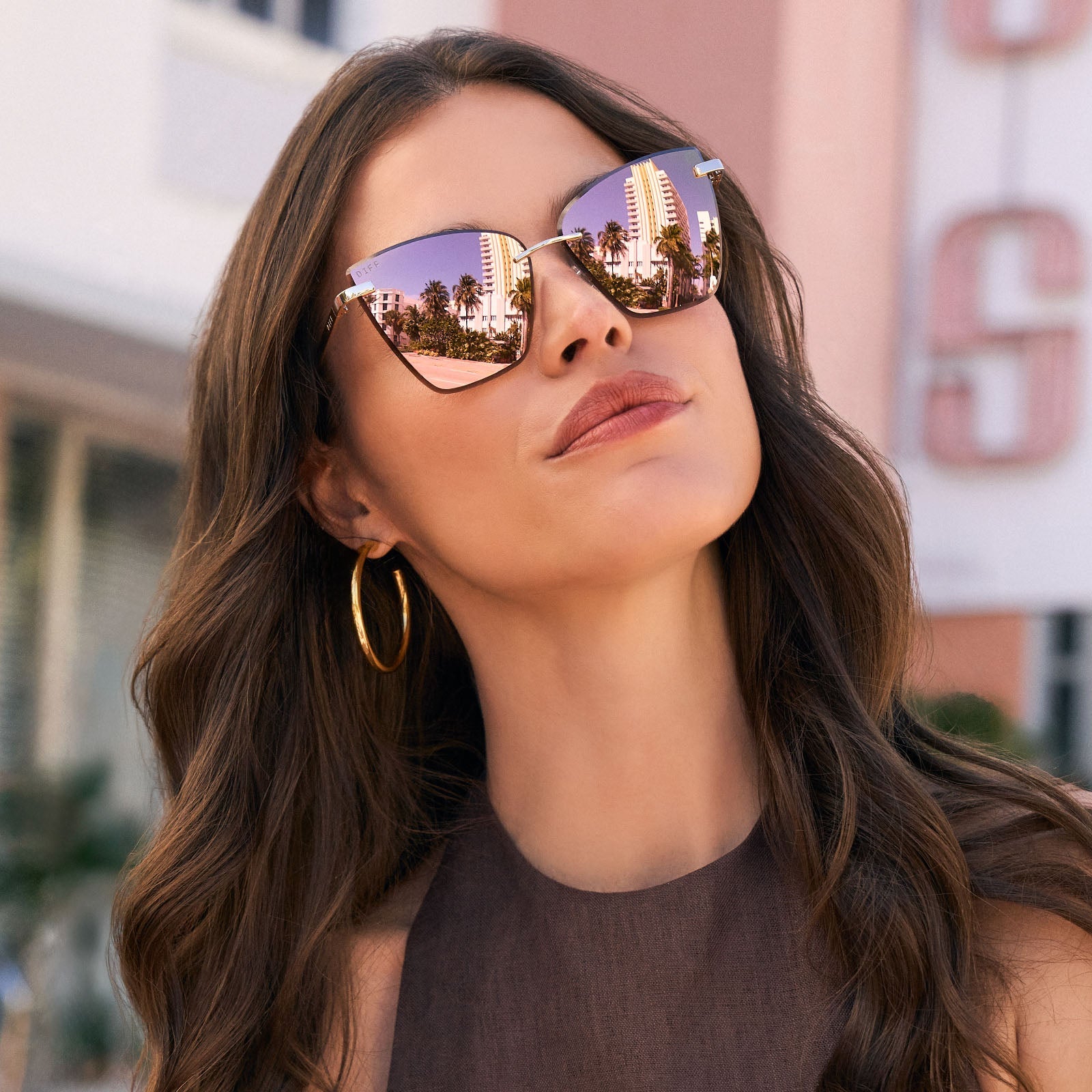 Womens | Becky V Sunglasses | Gold | Peach Lenses