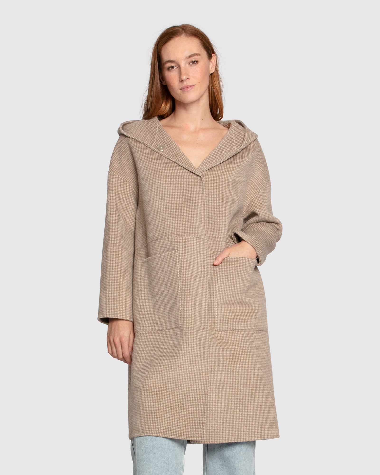 Women | Sunday Morning Wool Blend Hooded Coat | Beige